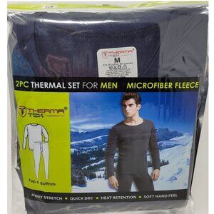 Men  Long Johns Winter Microfiber Thermal Navy Blue Fleece Lined Warm Underwear
